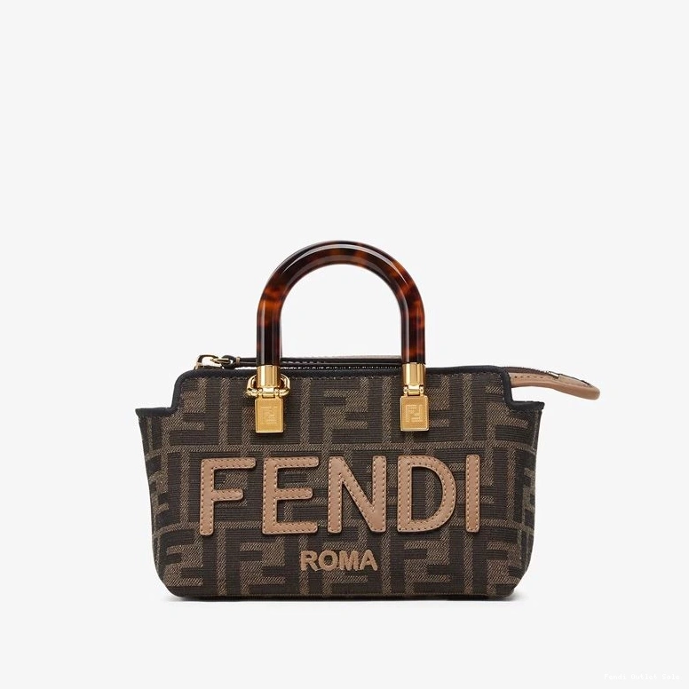 Cheap FF Bag Fabric The ROMA By Boston Motif Logo Way Brown Mini In Fendi 0808